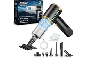 JIXINMIYUE Car Handheld Vacuum Cordless: Car Vacuum Cleaner with 16000Pa Ultra-Strong Suction, Brushless Motor & HEPA Filter - Lightweight Design for Drivers and Office Workers - Charcoal