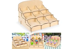 LUOYADEE Coaster Display Stand, Car Coaster Display Rack, 3 Tier Retail Counter Tabletop Wooden Display Stand, Portable Product Display Stand For Vendors, Farmer Market, Craft Show, Tradeshows , Showcase