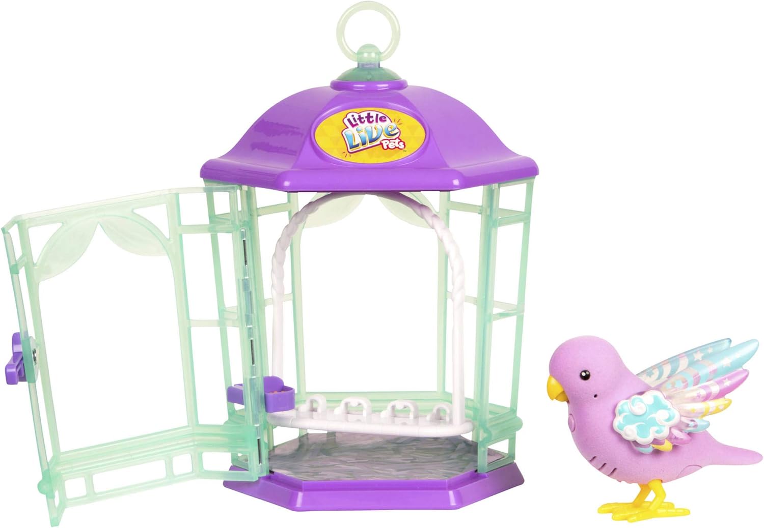 Little Live Pets Rainbow Bird Bird with Cage, Series 8 Famous Pink