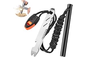 ITOKEY Ferro Rod, Flint and Steel Survival Kit,Fire Starter Multi-Tool, Emergency Fire Starting Striker with Bottle Opener, Wrench, Whistle, Outdoor Magnesium Rods for Camping Hiking Hunting