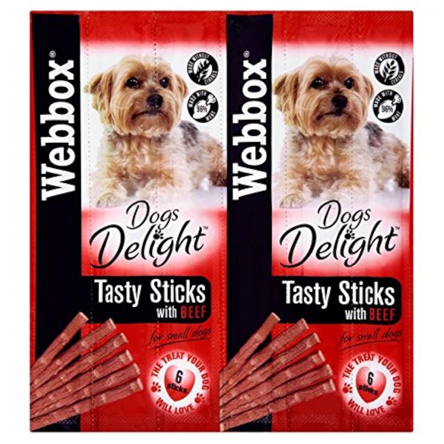 Webbox Pets Choice Dogs Delights Tasty Sticks with Beef 6pcs 30gm Deal of 4 (24 Sticks Total)
