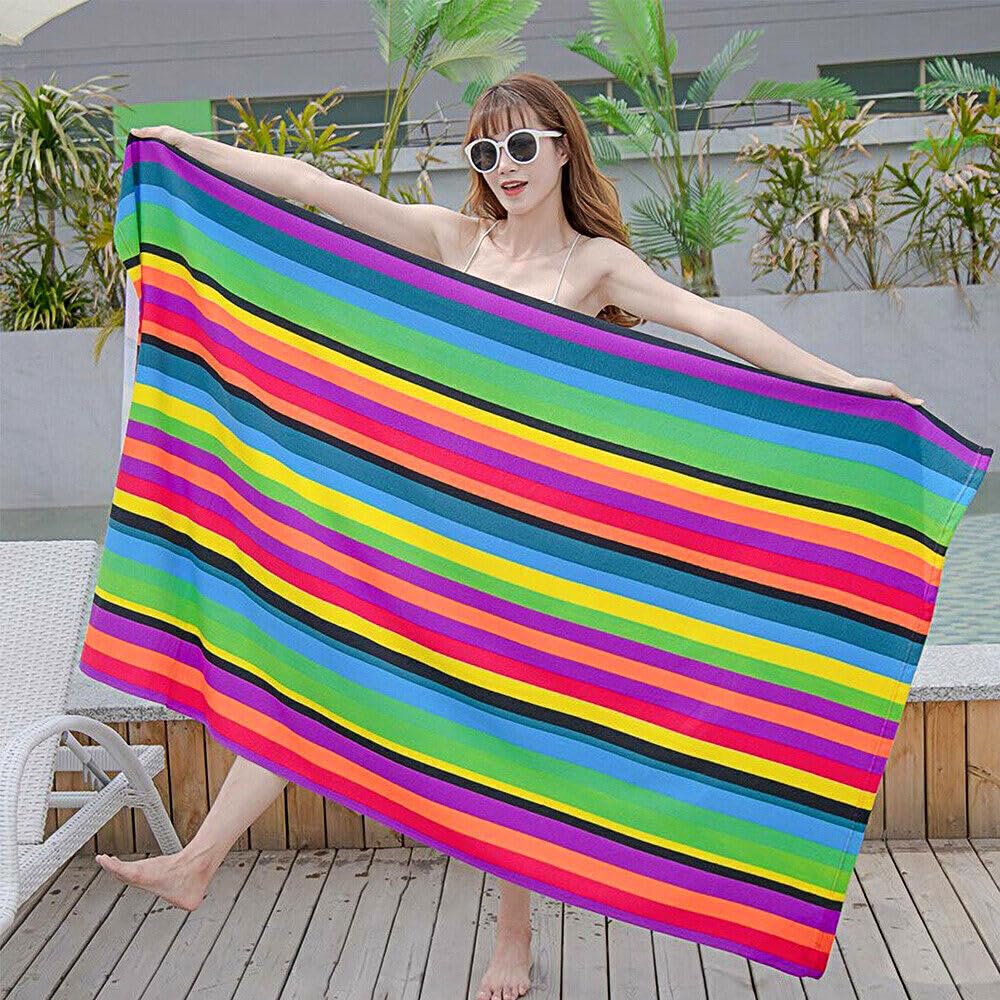 Yunzhou Striped Extra Large Microfibre Lightweight Beach Towel Quick Dry Towel for Adults, Travel Quick Dry Towels for Camping, Gym Towels
