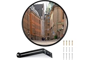 Berverra 12 inch Acrylic Convex Safety Mirror Adjustable Wide Angle Convex Mirror, Indoor/Outdoor Corner Mirror Blindspot for Wall, Security View Mirror for Warehouse,Parking Garage,Traffic Corners