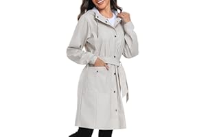 UNIQUEBELLA Rain Jackets for Women Waterproof, Raincoat Long Hooded Rain Coats Outdoor Windbreaker Trench Coat