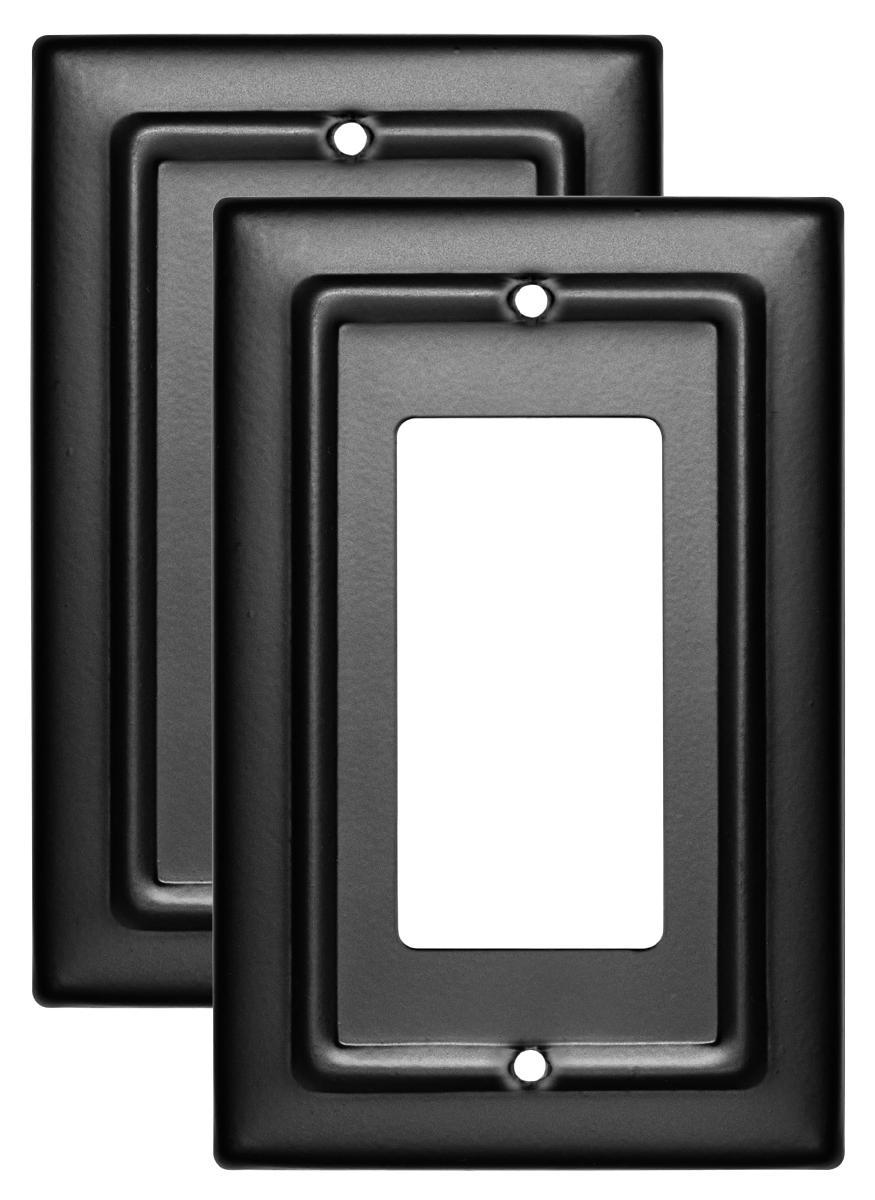 Photo 1 of ** PACK OF 1 ** Monarch Abode 1-Gang Rocker Wall Plate, Architectural Decorator Metal Single Switch Wall Plate, Decorative Light Switch Cover Plate for Electrical Outlet, Matte Black, Pack of 2