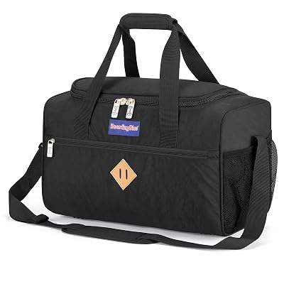17X10X9 Inches United Airlines Personal Item Under Seat Duffel bag Suitable for Major Airlines including United, Spirit, Jetblue, Frontier, and American - Duffel Bag Design (Black)