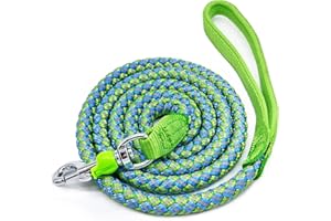 Mycicy 2/3/4/6/10 Foot Reflective Dog Leash Strong Nylon Rope Braided Heavy Duty for Large and Medium Small Dogs Walking Training Leads (Green, 6ft * 1/2")