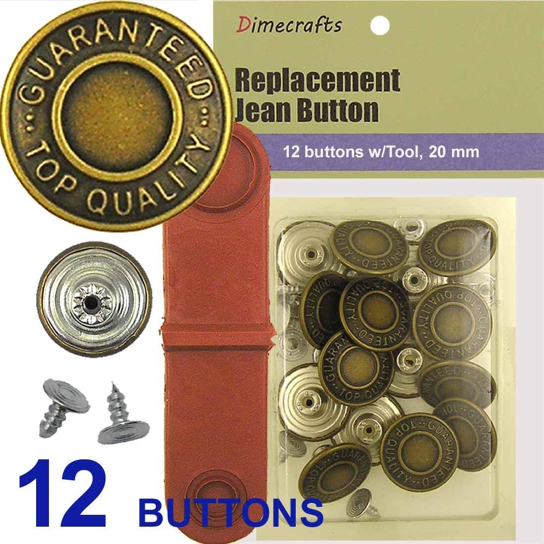20 mm No-Sew Jean Tack Buttons w/Tool (CD114)