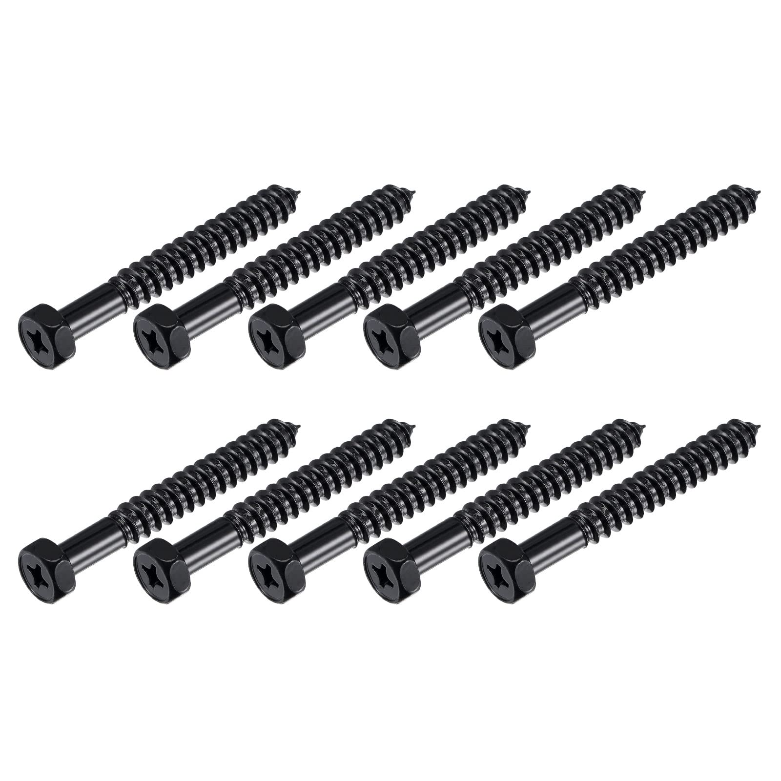 METALLIXITY Hex Lag Screws (5/16" x 2-1/2") 10Pcs, Carbon Steel Phillips Self-Tapping Wood Bolts - for Household Applications