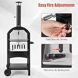 TANGZON Outdoor Pizza Oven Wood Fired with Thermometers and Cover 64x53x162cm view 6