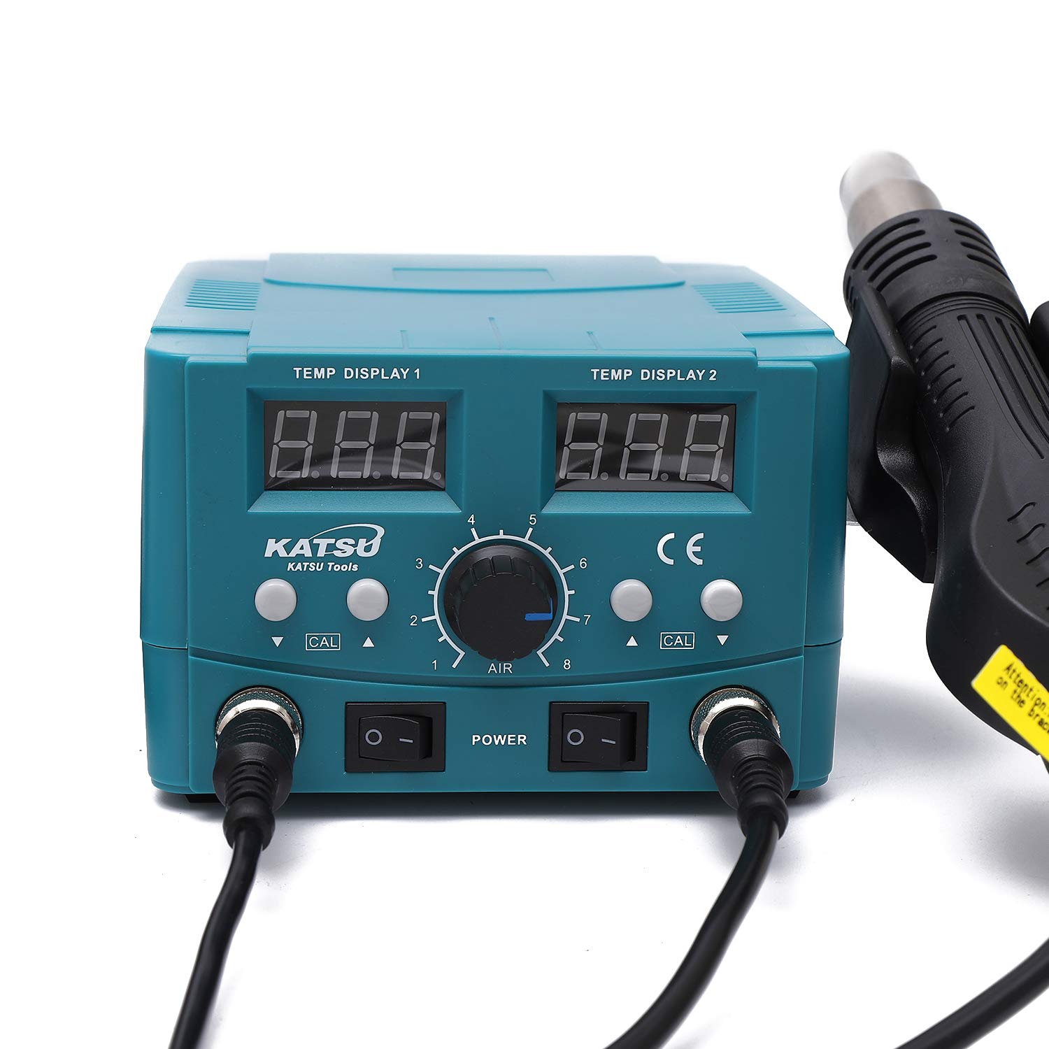Hot Air Rework Station, KATSU 2 in 1 Electric Digital Display Heating Gun Hot Air Gun Soldering Iron Welding Station Kit - Image 5