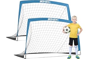 BOHEN 5x3ft Portable Soccer Goal for Kids Backyard with Carry Bag - Easy Folding Lightweight Fun for Outdoor Indoor Training Games for Teen Youth Adult