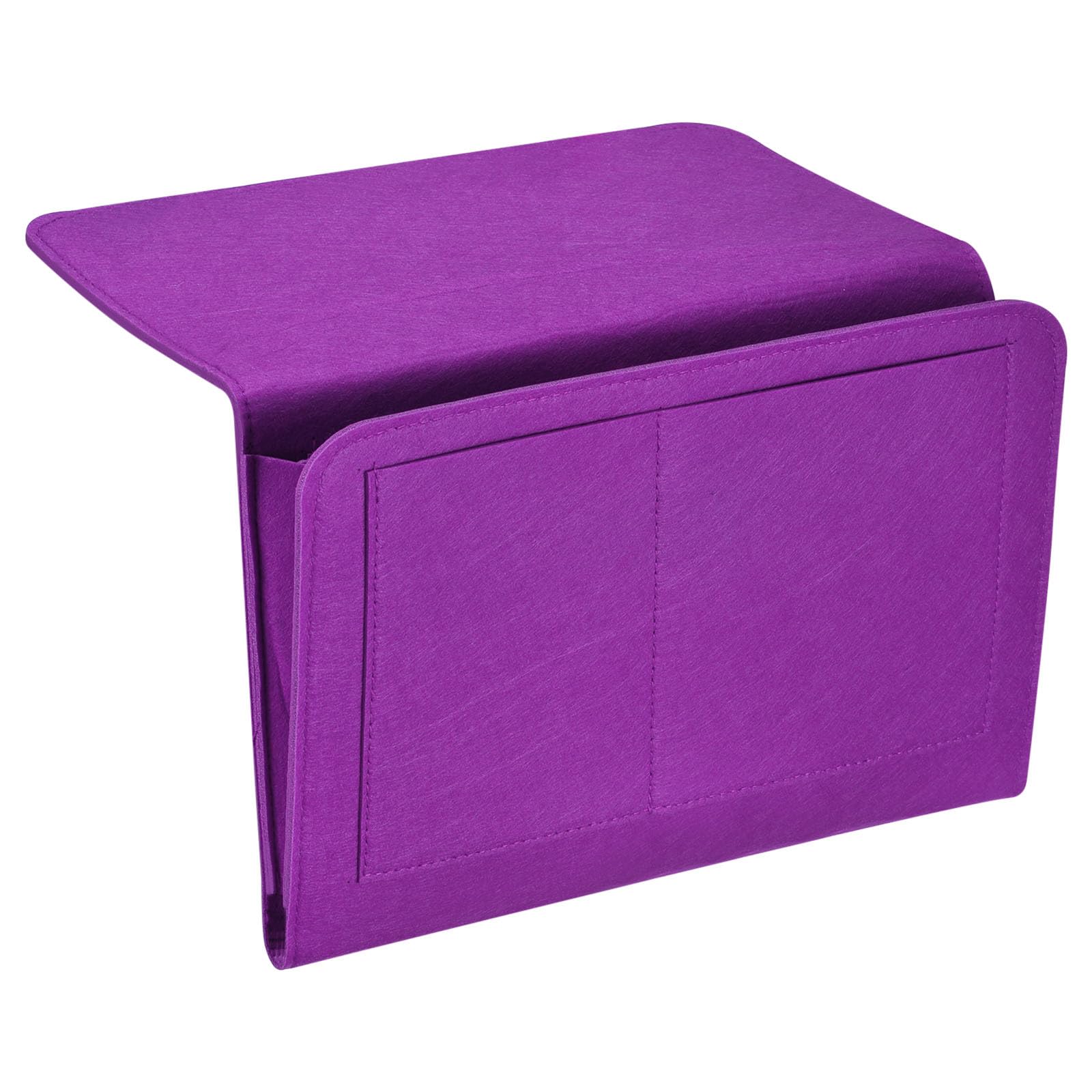 PATIKIL 13in Bedside Caddy, Bed Caddy Bedside Organizer Hanging Soft Felt 5 Pockets Bed Pockets Bedside Storage Organizer Remote Control Holder for Bedroom Phones Glasses, Purple