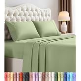 Queen Sheets Set, 4 Pieces 16" Deep Pocket Hotel Luxury Bed Sheets, Sage | Extra Soft Bedsheet Set, Comfy &amp; Breathable Cooling Sheets, Wrinkle &amp; Fade Resistant, Fitted Sheet, Flat Sheet, 2 Pillowcases