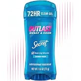 Secret Outlast Antiperspirant Deodorant for Women, 72hr Sweat &amp; Odor Protection, PH Balancing Minerals, Clear Gel, Shower Fresh Scent, 2.6 oz