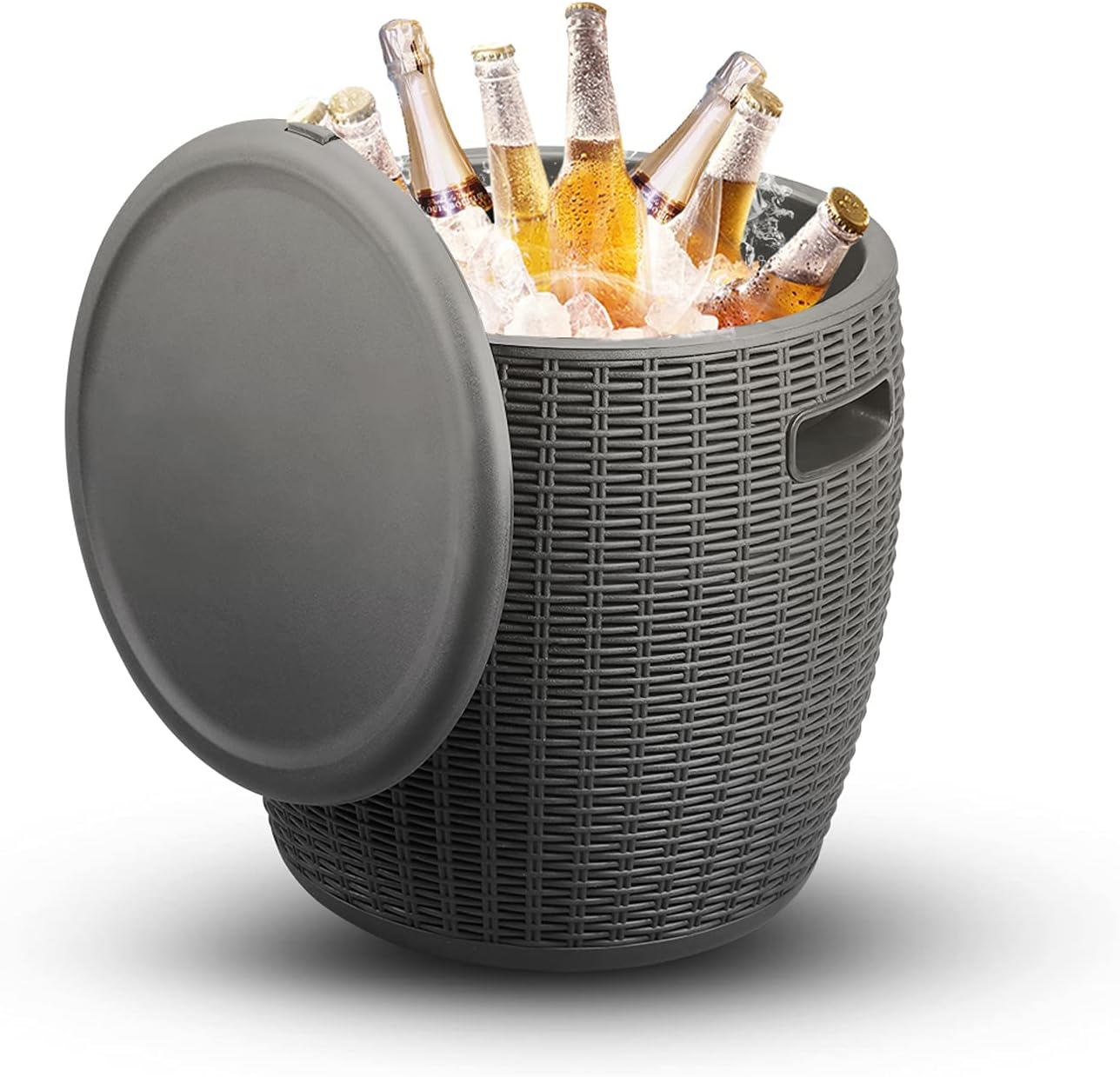 DOIT All-Weather Cool Wicker Bar Table Outdoor Coffee Table with Extra Storage Beer and Wine Cooler for Patio, Picnic, and Beach (Black, Classic): Kitchen & Dining