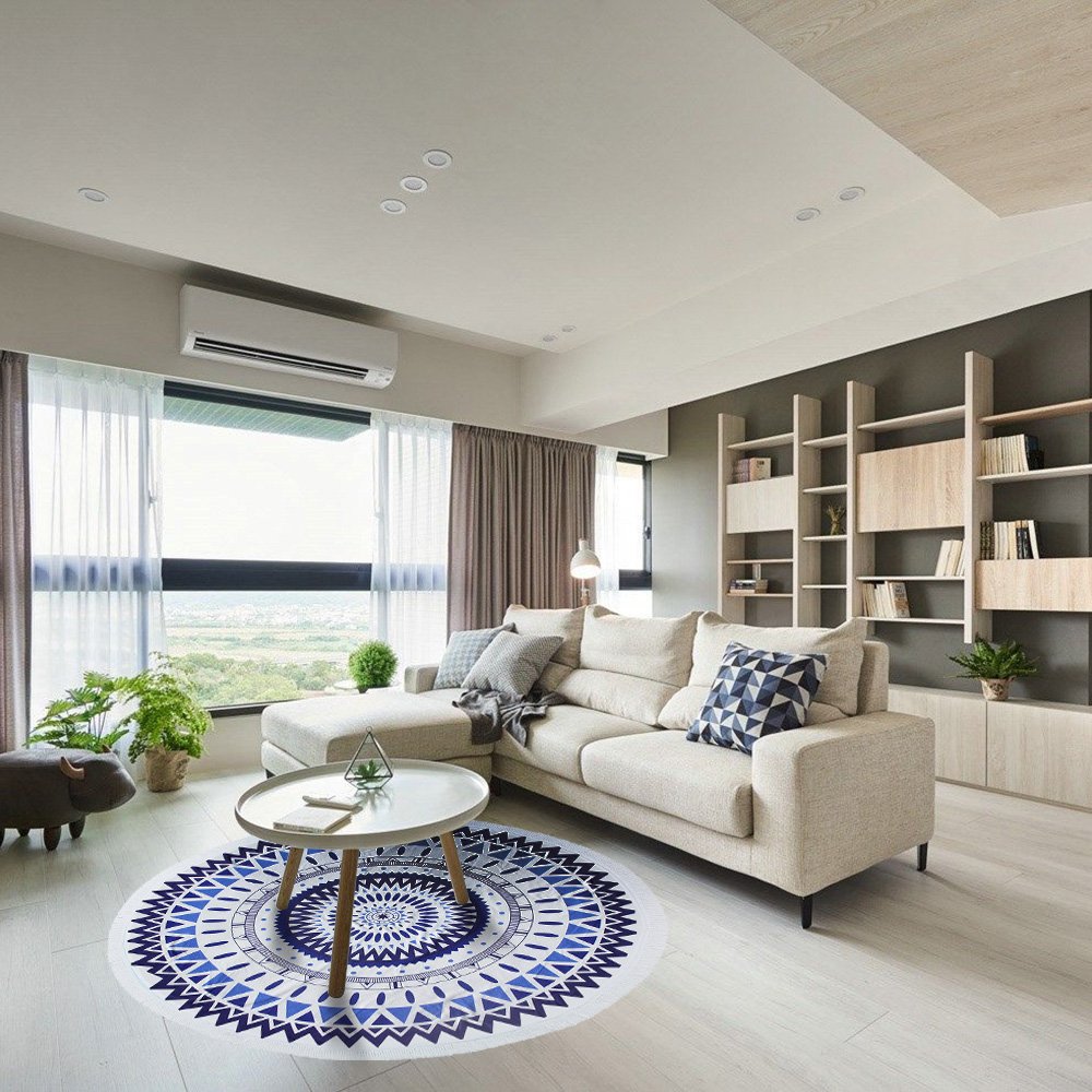 ELECCTV Round Beach Towel, Microfiber Round Beach Blanket for Yoga Mat Picnic Blanket Baby Pet Playing Mat with Fringe Tassels