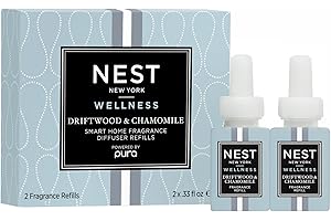 NEST New York Smart Home Fragrance Diffuser Refill Smart Vials, Driftwood & Chamomile - Set of 2 - Designed for NEST x Pura 3 and NEST x Pura 4 Diffusers - Cruelty Free, Vegan