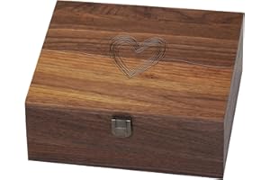 Wiaee Heart Laser Cut Wood Keepsake Box, Memory Box for Keepsakes Large, Wooden Storage Box with Hinged Lid Valentines Day Gi