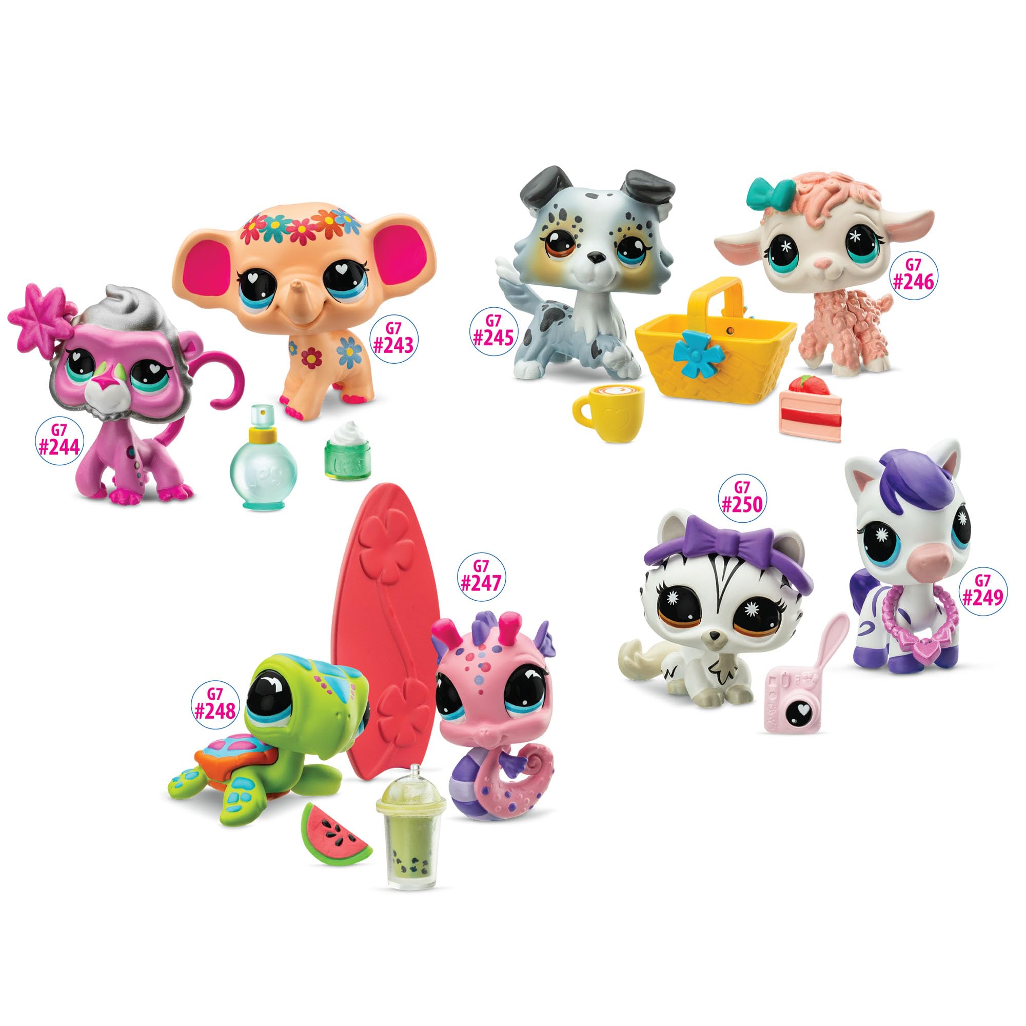 Littlest Pet Shop Pet Pairs Bundle 4 Pack - Series 4 - Gen 7 Authentic LPS Bobble Head Toy Figure, Collectible Toy Animal, Ages 4+