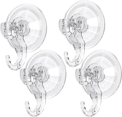 GlobaLink 4 Pack Clear Suction Hooks Heavy Duty 3KG Vacuum Cups