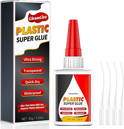 GleamGlee Plastic Super Glue 35g Heavy Duty CA Glue for Plastic Repairs
