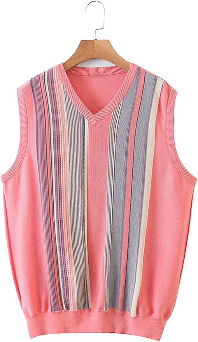 pink v neck sweater vest