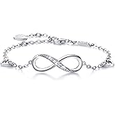 Billie Bijoux Womens 925 Sterling Silver Bracelets Infinity Endless Love Symbol Charm Adjustable Bracelet Gifts for Wife Women