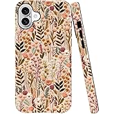 Compatible with iPhone 16,Anti-Scratch Glossy Case Cover,Boho Romantic Embroidery Flower