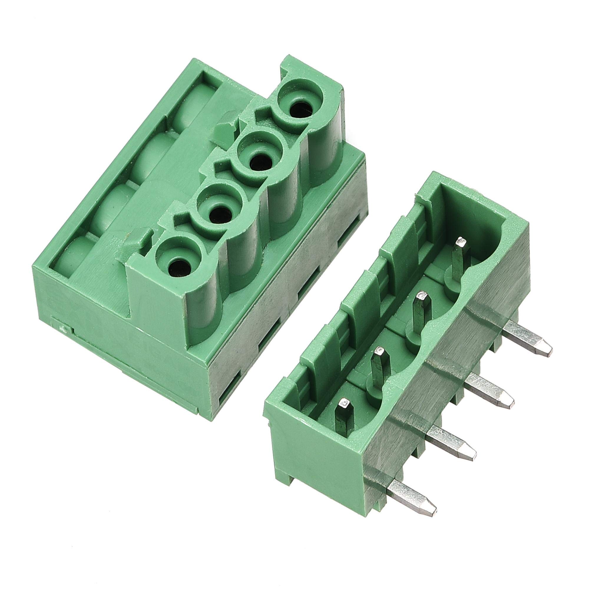 sourcing map 4-Pin 5.08mm Pitch Right Angle PCB Screw Terminal Block Connector 5 Sets