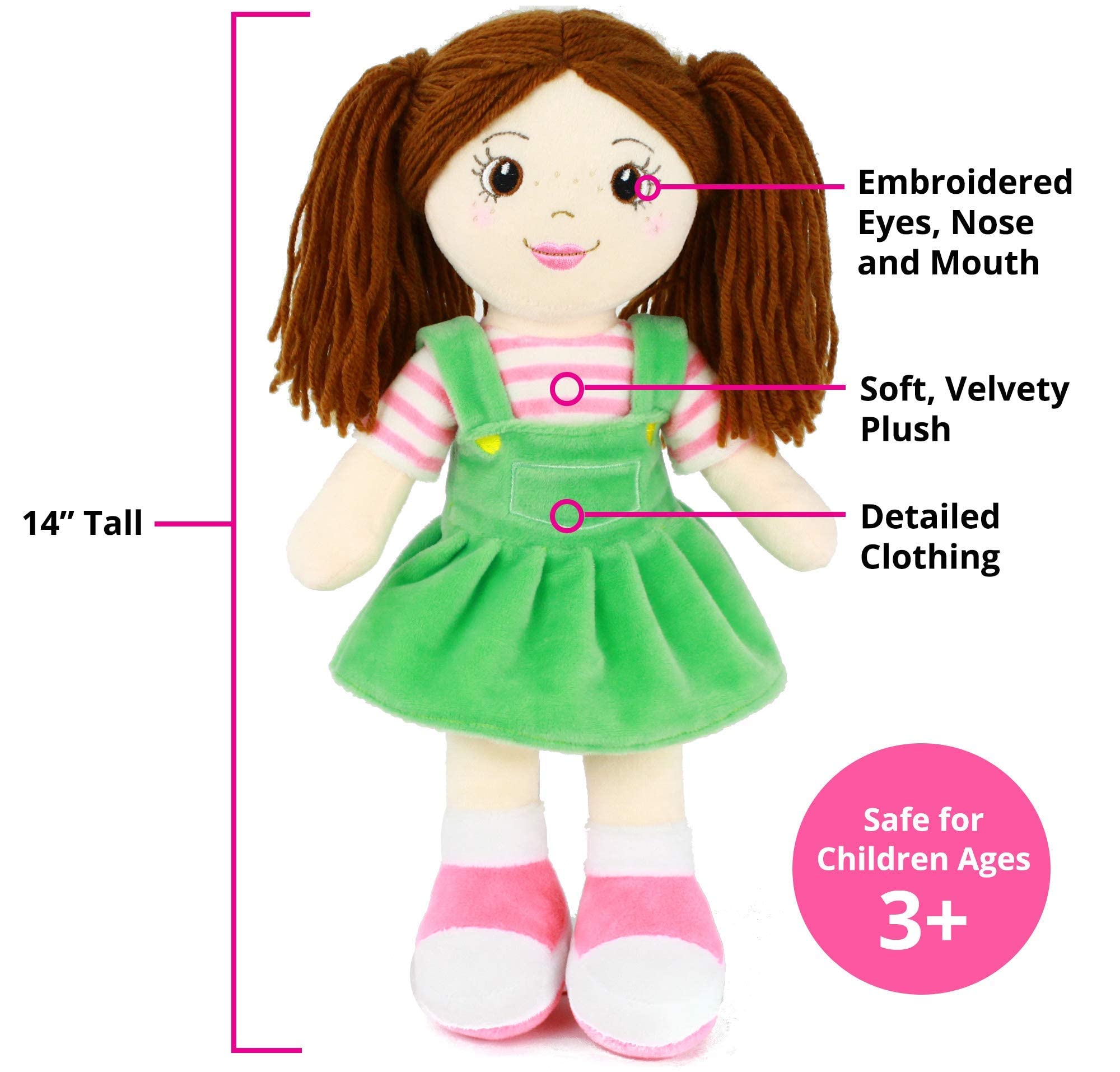 Playtime by Eimmie Soft Baby Doll Plush Rag Dolls for 2 Year Old