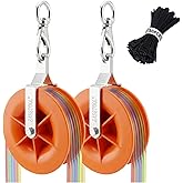 EASETOOL&reg; 2Pack Cable Pulley,360&deg;Swivel Ring &amp; Anti-Friction Bearing-Smooth | Bracket Chamfer-Protective, 30pc Cable Ties-Reusable, For Low Voltage Electrical, Network, Coax Cable, Hold up to 20 CAT5&amp;6
