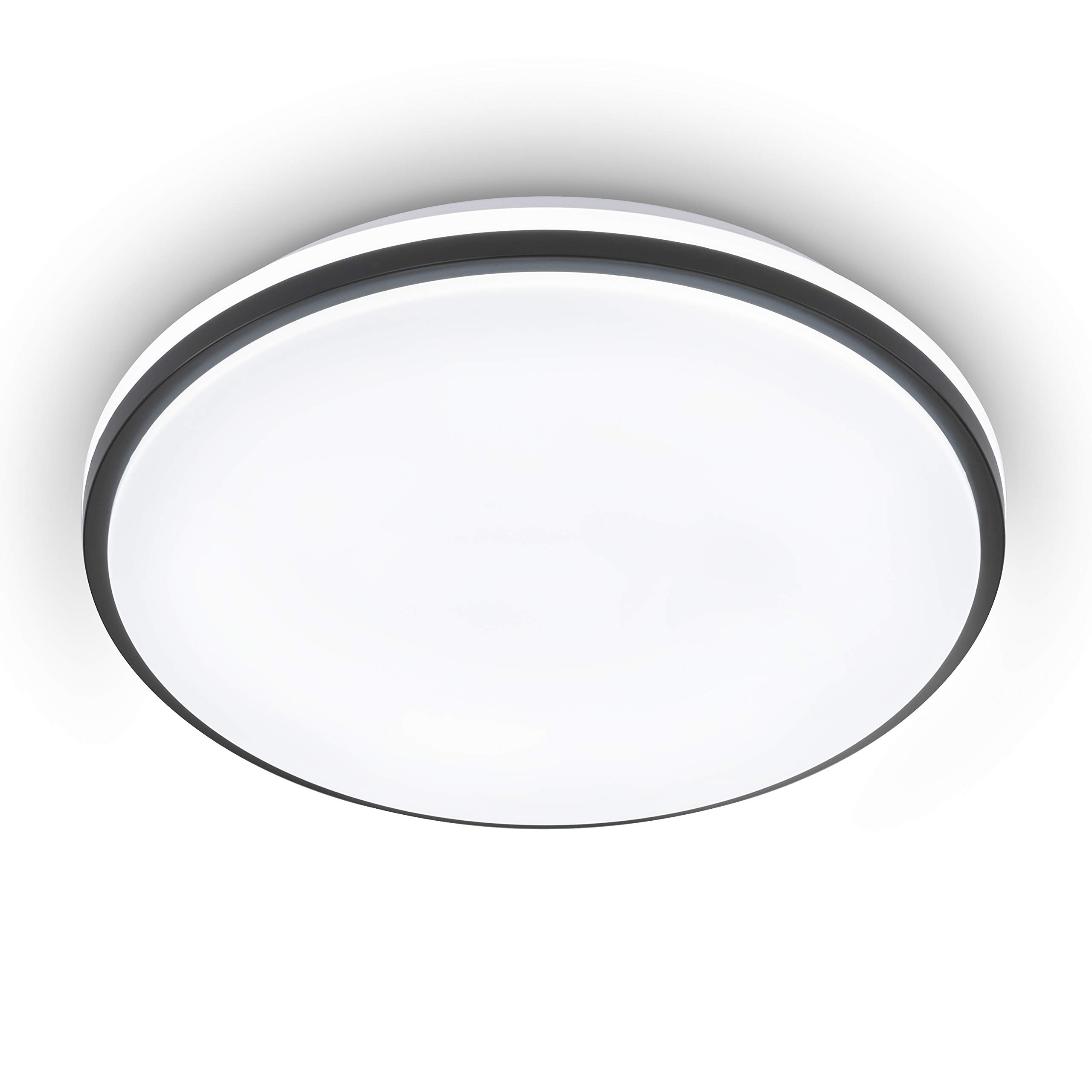 Eglo LED Ceiling Lamp Marunella, Wall Lamp Ø 34 cm Dimmable in Steps, Ceiling Light Made of Steel in Black and Plastic in White, Living Room Lamp, Neutral White