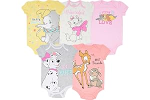 Disney Classics The Aristocats Lion King Winnie the Pooh Pixar Toy Story Baby Girls 5 Pack Bodysuits Newborn to Infant