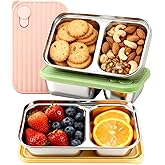 Aiuulu 3Pack Stainless Steel Snack Containers with Lids, Reusable Metal Snack Box Containers for Travel and Outdoor Camping