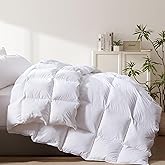 Cosybay Heavyweight Twin Size Feather Down Fiber Comforter - White Thicker Winter Duvet Insert, Ultra Soft 100% Cotton Cover, Luxury Hotel Bedding with Corner Tabs, 68"x90"