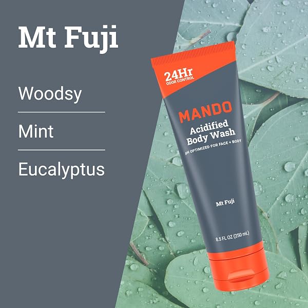 MANDO ODOR SHIELD BODY WASH – 24 HOUR CONTROL – REMOVES ODOR BETTER THAN SOAP – SLS FREE, PARABEN FREE, SKIN SAFE – 8.5 OUNCE (PACK OF 2) (MT FUJI)