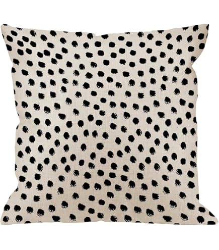 Hot Pink Cream Pillow Covers 18x18 Set Of 2 Boho Design Polka Dot Throw Pillows Modern Brush Strokes Print Decorative Outdoor Pillowcase Square Cushion Cover Linen Pillow Case For Home Sofa