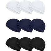 SATINIOR 9 Pieces Cooling Skull Caps Helmet Hard Hat Liner Bald Cap Sweat Wicking Running Beanie Cycling for Men Women