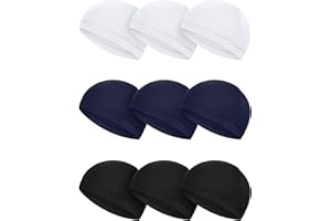 SATINIOR 9 Pieces Cooling Skull Caps Helmet Hard Hat Liner Bald Cap Sweat Wicking Running Beanie Cycling for Men Women