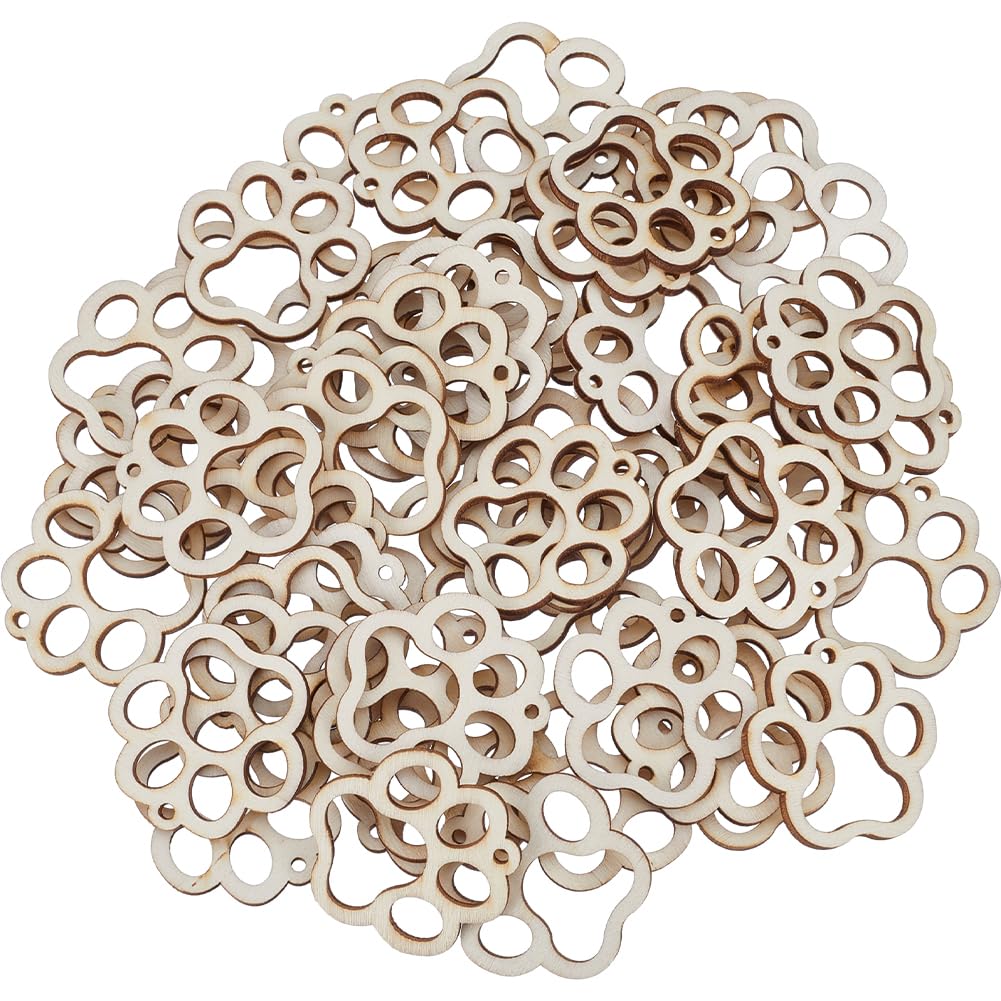 GORGECRAFT 50Pcs Unfinished Wood Earring Blanks Puppy Dog Tiger Paw Claws Prints Cutouts Tag Dangle Jewelry Blanks Charms Earring Pendants for Jewelry Making DIY Arts Crafts Pet House Decor