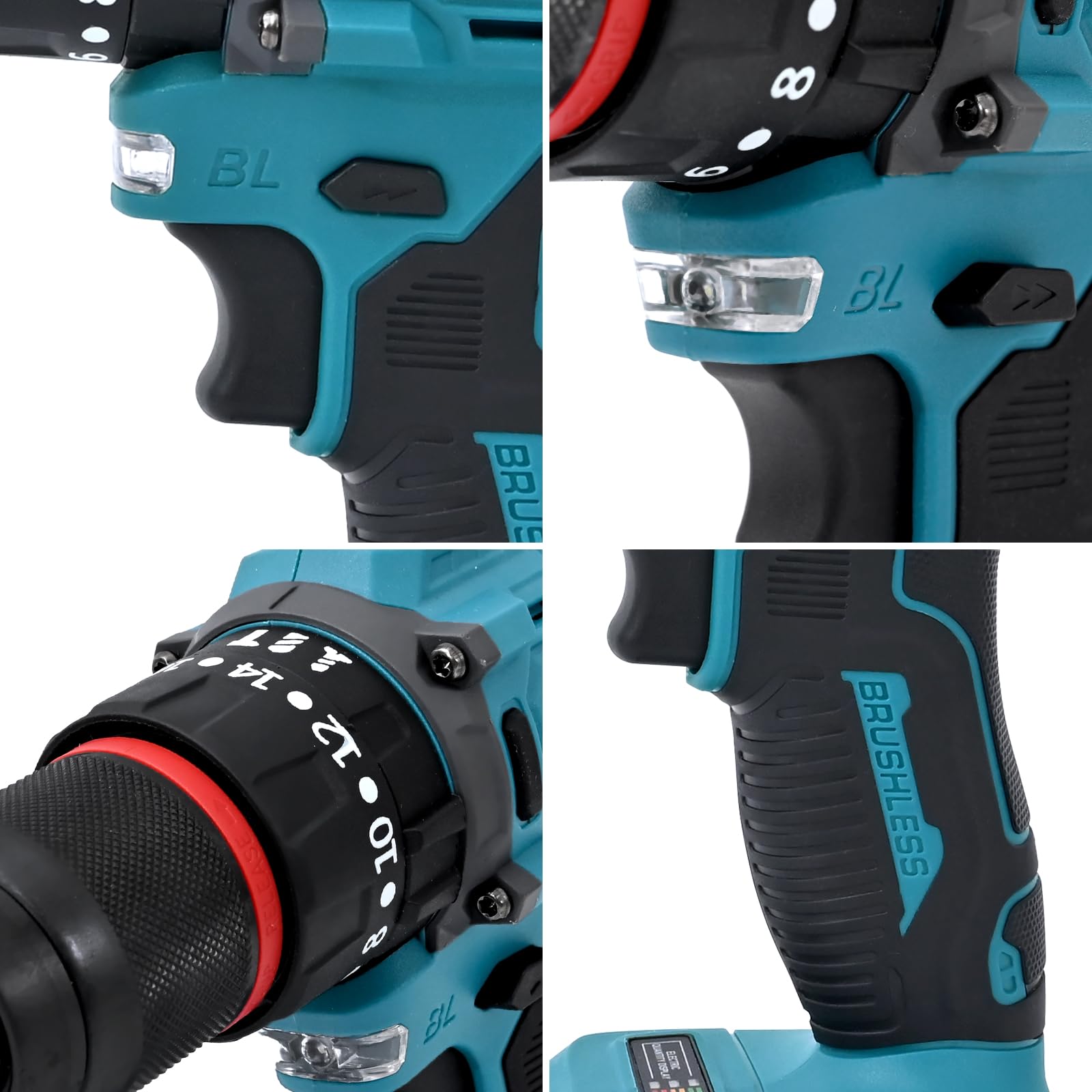 Kachiari Vibration Driver Drill, Plusless Motor, 2-Speed Switching, Lightweight, LED Lighting Function, Forward and Reverse Switching, Safety Lock, For DIY, Compatible with Makita 18V Batteries,