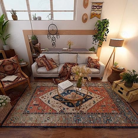 Amazon 民族柄 ラグ マット オルテガ エスニック ネイティブ 民族 カーペット マット ラグマット 絨毯 約2畳 リビング エリア ラグ らぐ オールシーズン 洗える 滑り止め おしゃれ アジアン キリムラグ モダン キリム柄 長方形 カラー 塩系 ラグ ラグ カーペット