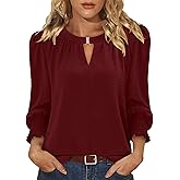 KISSMODA Womens Fashion Blouse Long Sleeve Casual Tunic Solid Basic Top Soft Breathable Tunic Tops 2026 Fall Trendy S-XXL
