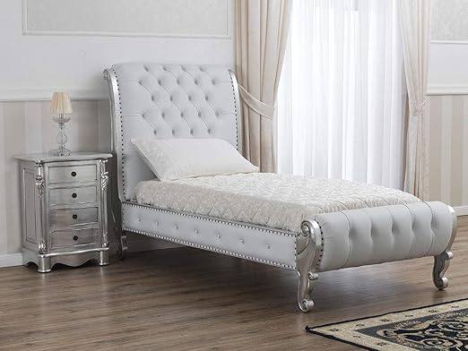 Simone Guarracino Luxury Design Jugendbett Ola Moderner Barock Stil Einzelbett Blattsilber Kunstleder Weiss Crystal Sw Knopfe Amazon De Kuche Haushalt