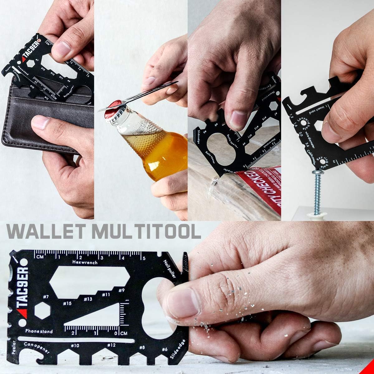 TAC9ER 22-in-1 Wallet Multitool Credit Card Sized Survival Tool Fits in a Pocket EDC Rescue Gear for Quick Fixes - - 