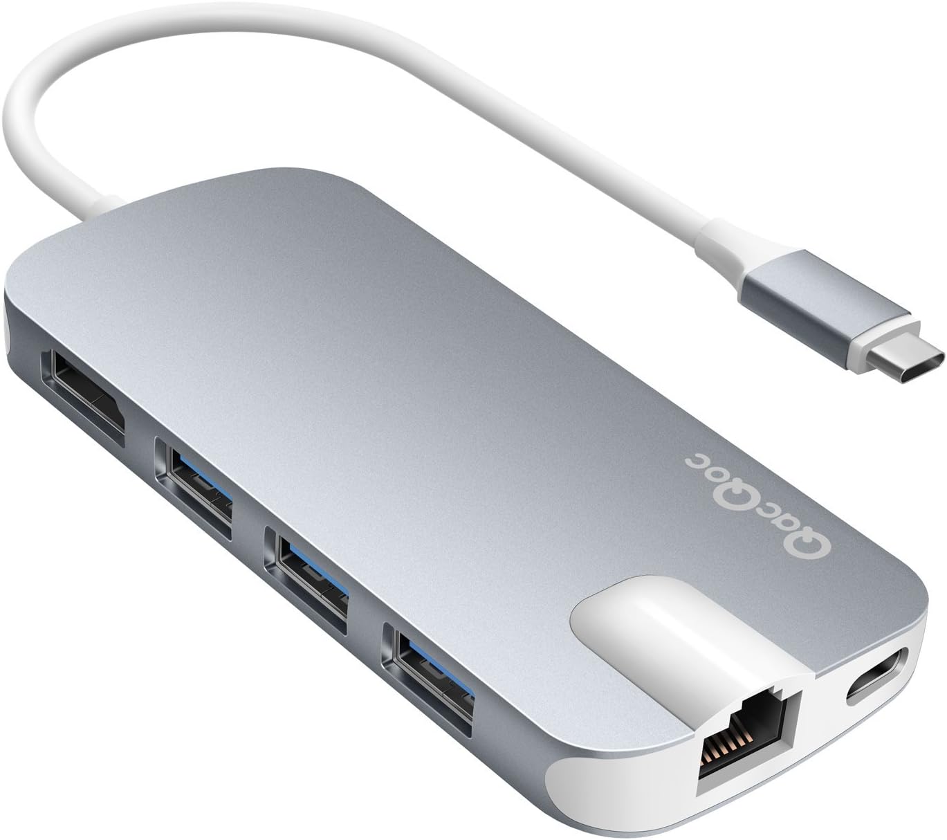 GN30H USB C Hub Shuttle Type C Hub with Power Delivery for Charging,HDMI Output,Card Reader, 3 USB 3.0 Ports,Gigabit Ethernet Port Adapter with PD Specification for MacBook