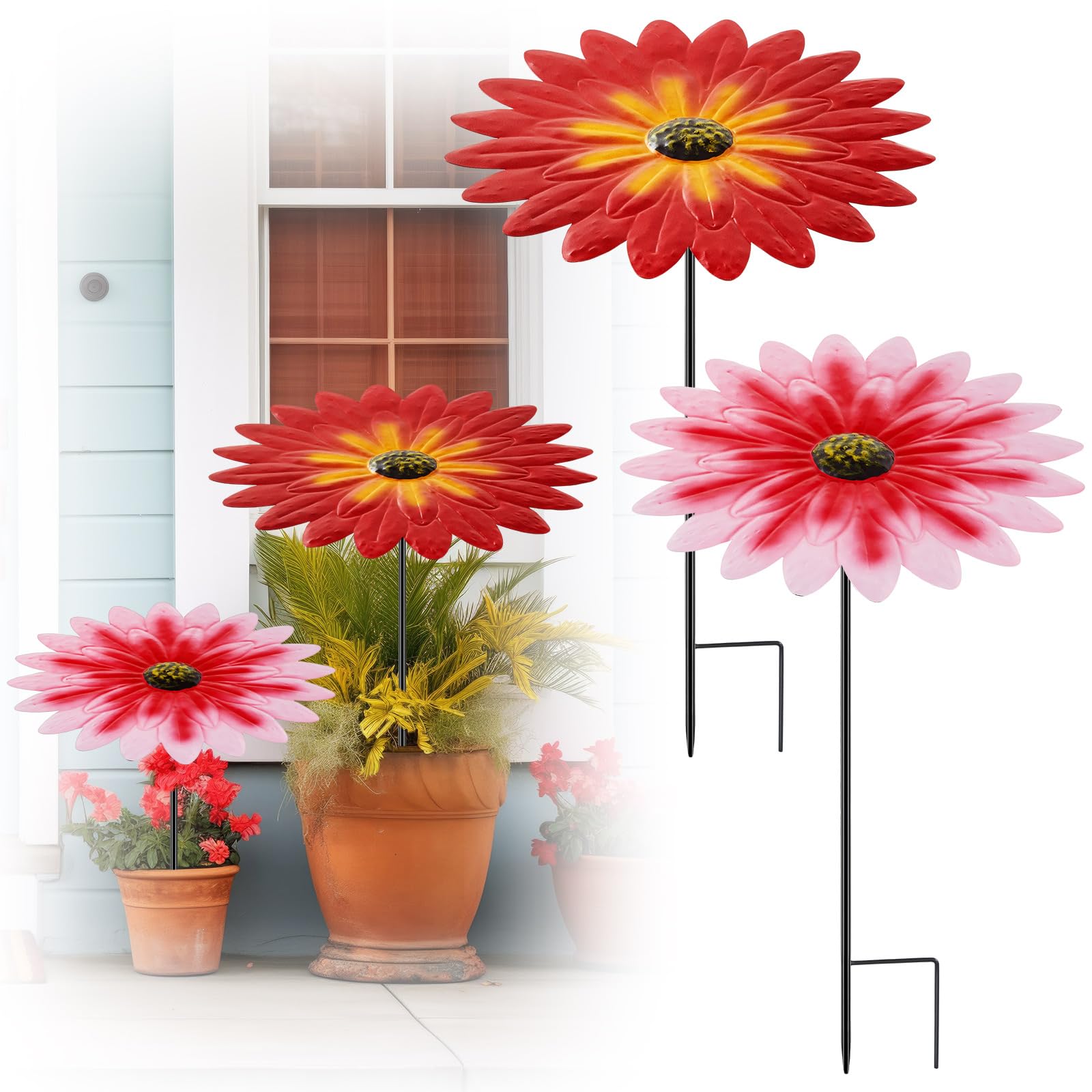 Photo 1 of Threehoney 2 Pack Metal Plant Umbrellas for Outdoor Small Plants Shade Cover 12 in Metal Garden Shade Disk Outdoor Garden Umbrella