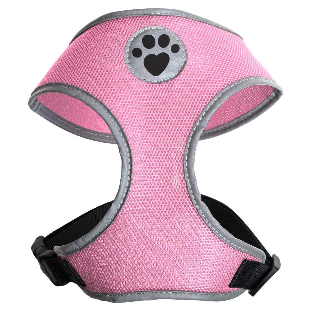 iGadgitz Home U7053 - Sweat-Proof Dog Harness, Puppy Harness, Walking Dog Vest in with Reflective High Visibility Piping & Secure Lockable buckle - Pink - Medium