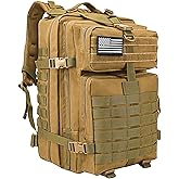 WOLT Military Tactical Backpack for Men 45L Molle Backpack 3 Day Assault Pack Bug Out Bag, Heavy Duty Rucksack for Hiking Gym(Khaki)